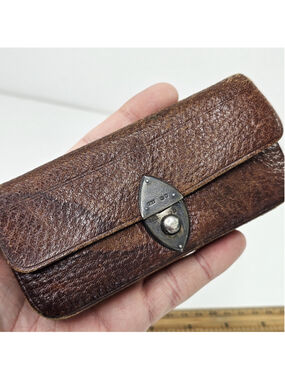 Frank Herbert Pearce Sterling Silver & Leather Antique Clutch 1890s-1910